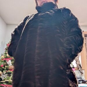 Chic Brown/Black Faux Fur Coat Like New